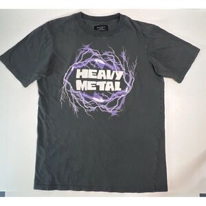 Cotton On T-Bar Heavy Metal Graphic T-shirt XS Black Purple Lightning Rock Tee